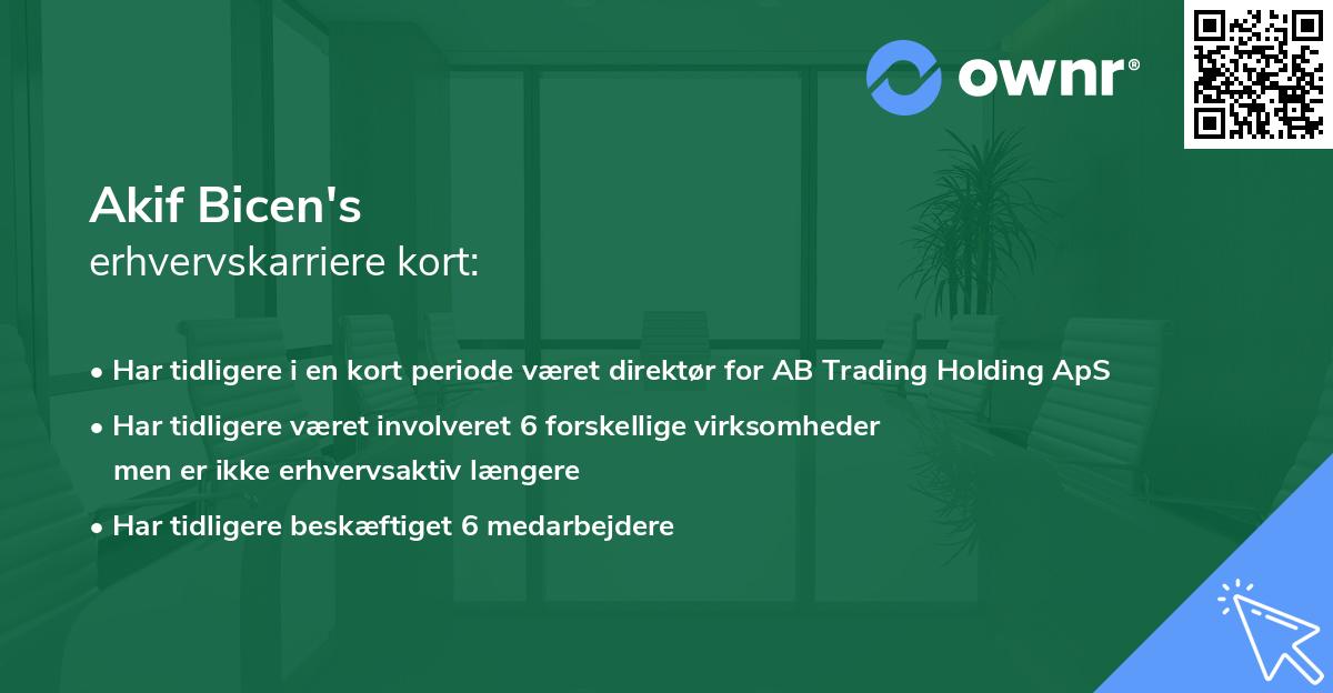 Akif Bicen's erhvervskarriere kort