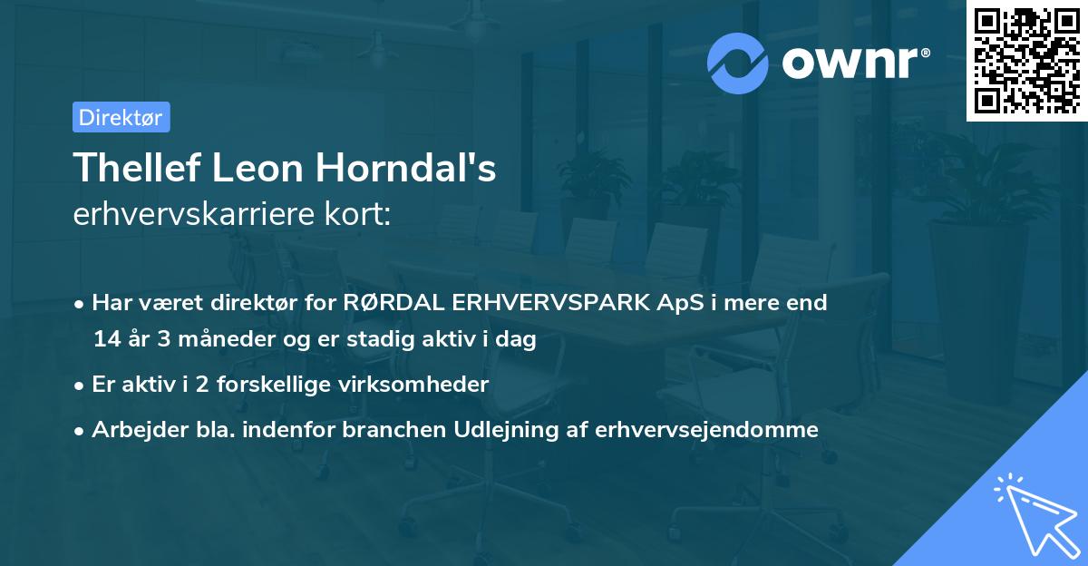 Thellef Leon Horndal's erhvervskarriere kort