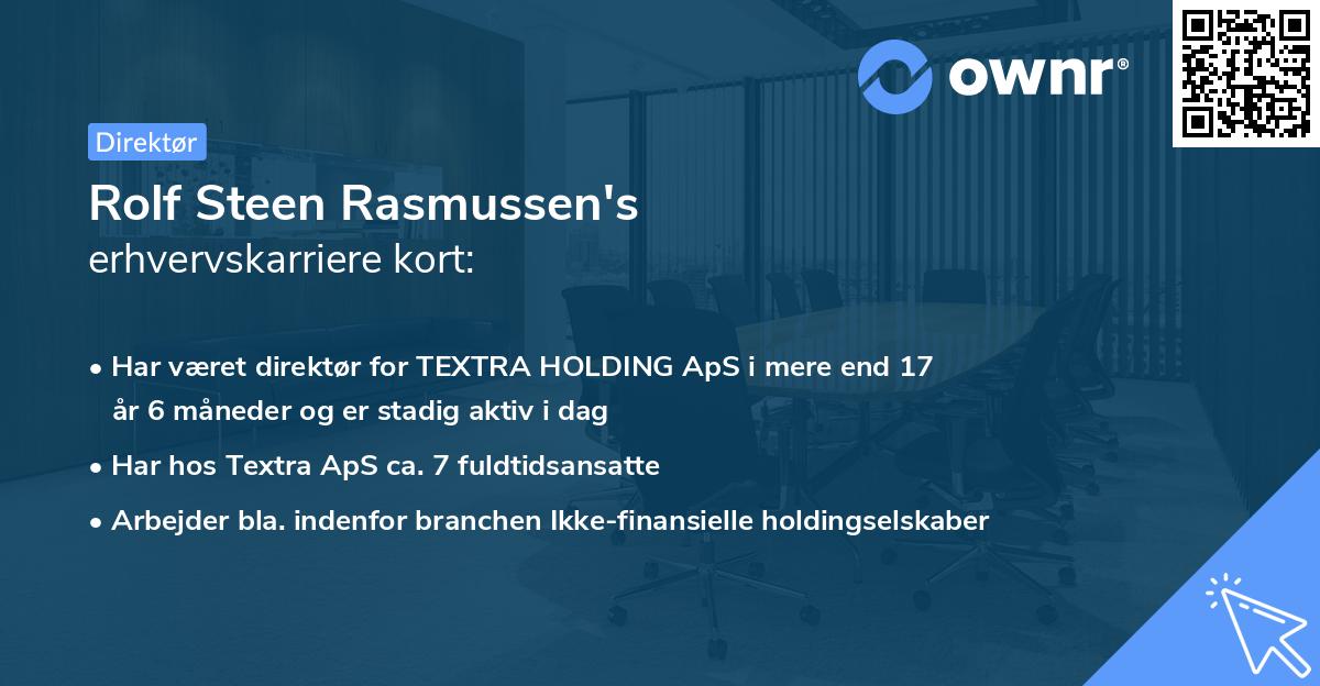 Rolf Steen Rasmussen's erhvervskarriere kort