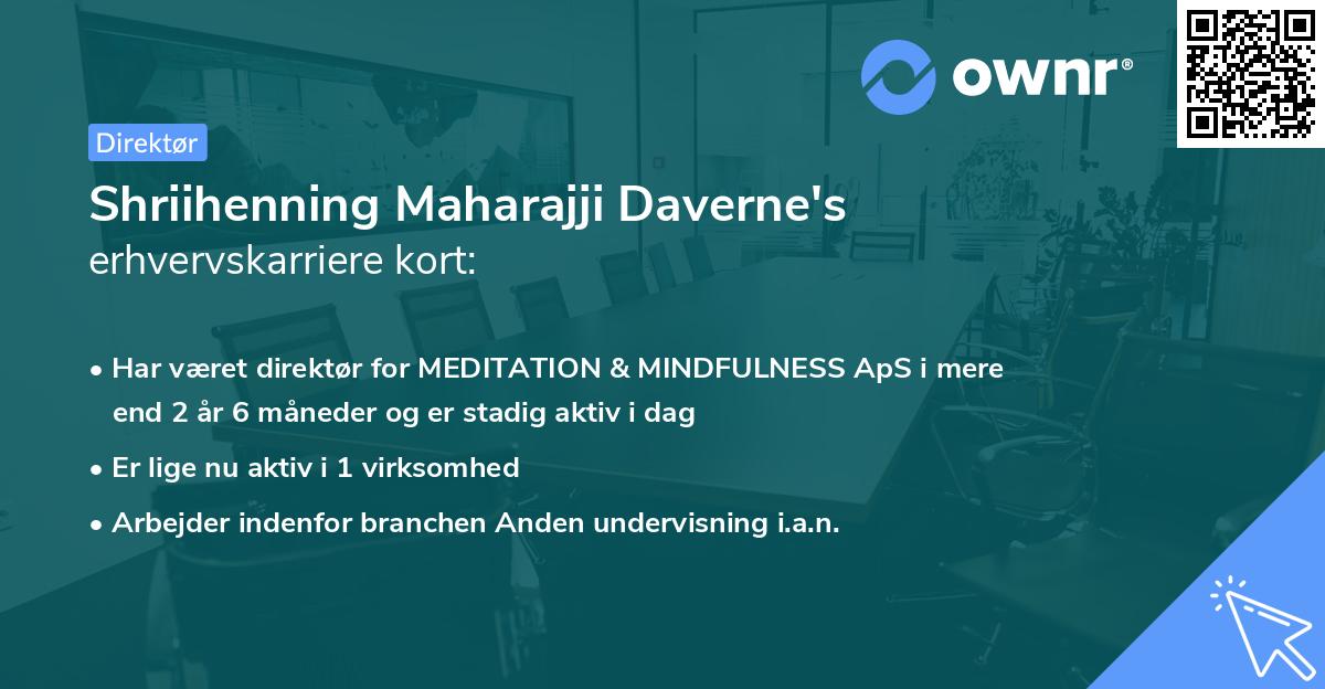 Shriihenning Maharajji Daverne's erhvervskarriere kort