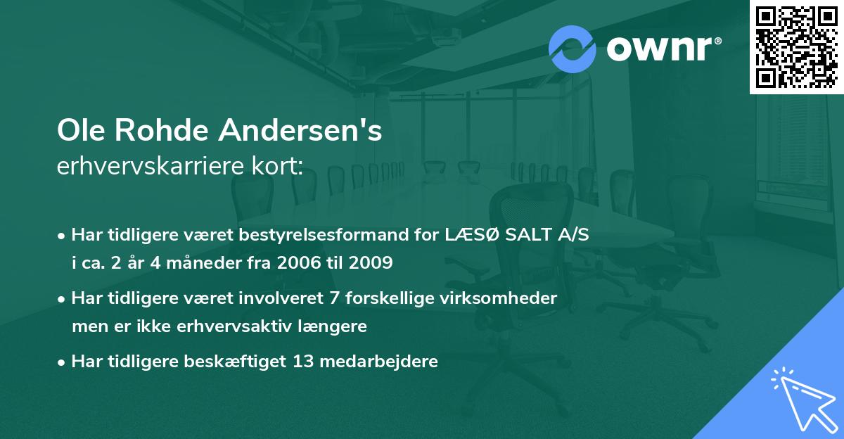 Ole Rohde Andersen's erhvervskarriere kort