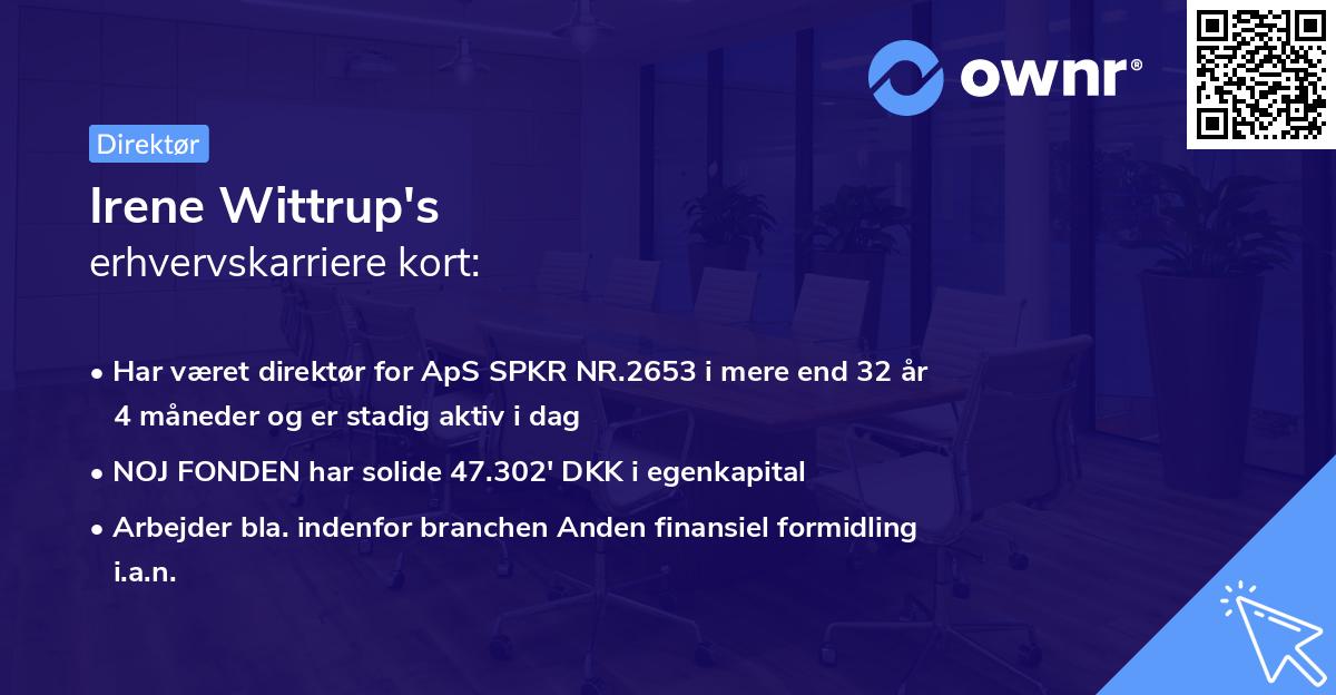 Irene Wittrup's erhvervskarriere kort