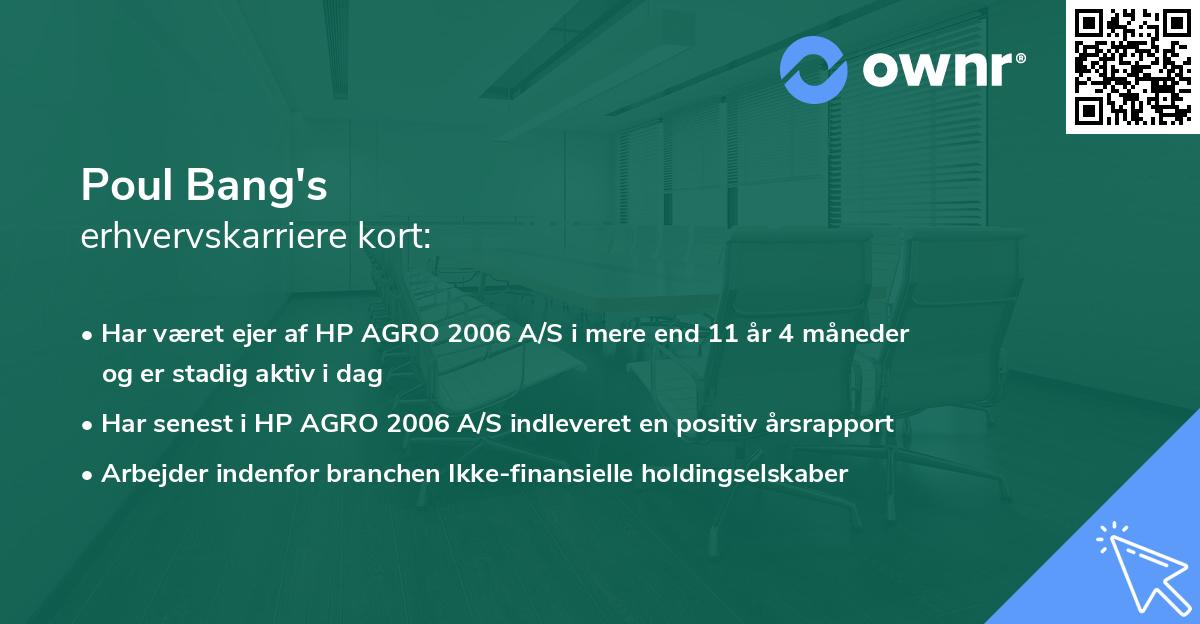 Poul Bang's erhvervskarriere kort