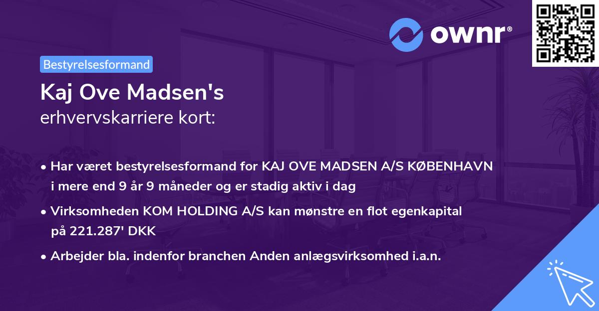 Kaj Ove Madsen's erhvervskarriere kort