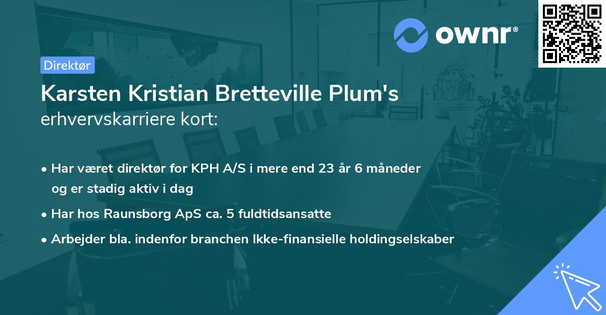 Karsten Kristian Bretteville Plum's erhvervskarriere kort