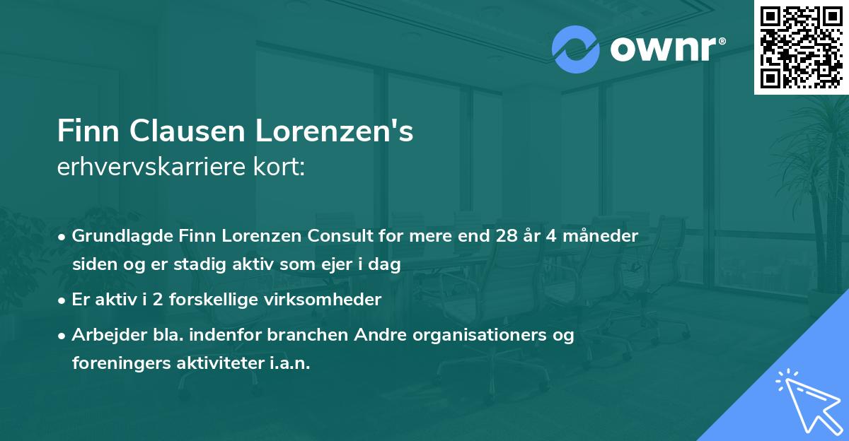 Finn Clausen Lorenzen's erhvervskarriere kort