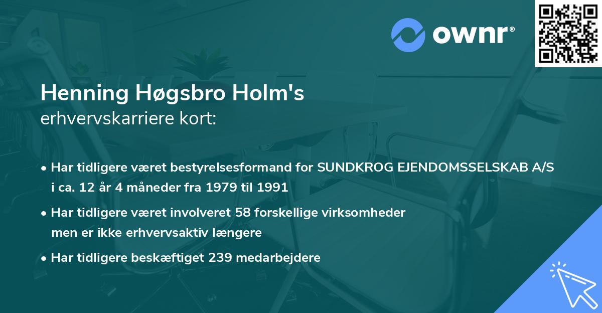 Henning Høgsbro Holm's erhvervskarriere kort
