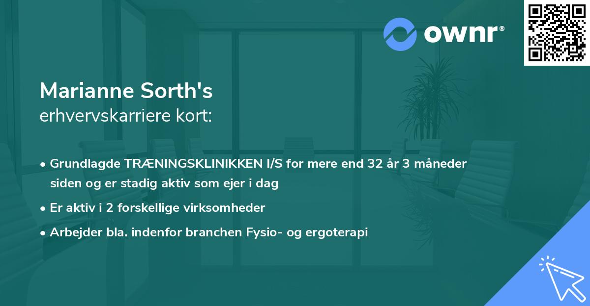 Marianne Sorth's erhvervskarriere kort