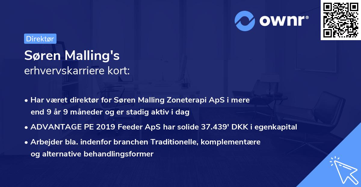 Søren Malling's erhvervskarriere kort