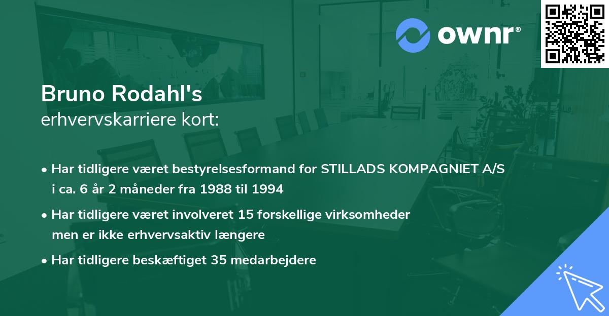 Bruno Rodahl's erhvervskarriere kort