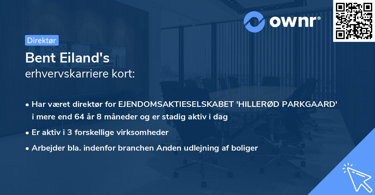 Bent Eiland's erhvervskarriere kort