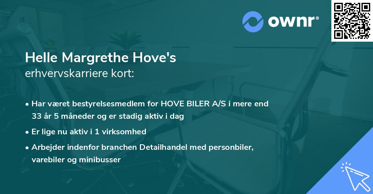 Helle Margrethe Hove's erhvervskarriere kort