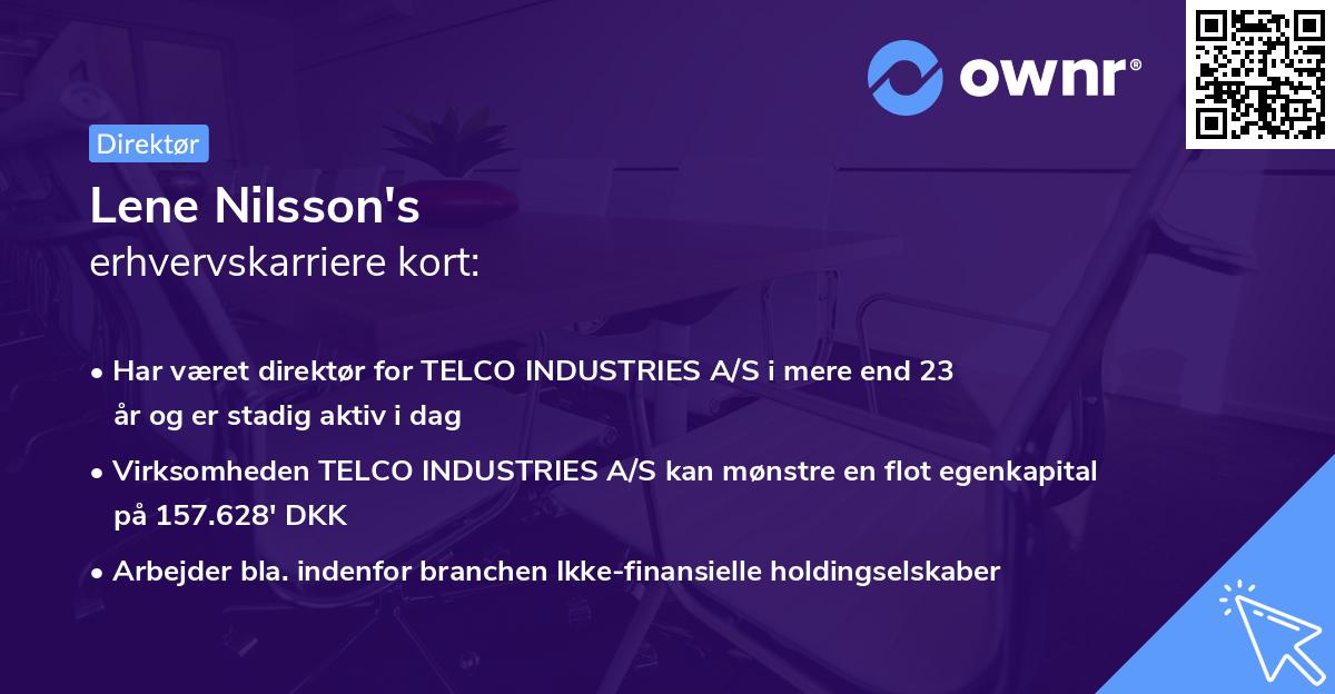 Lene Nilsson's erhvervskarriere kort