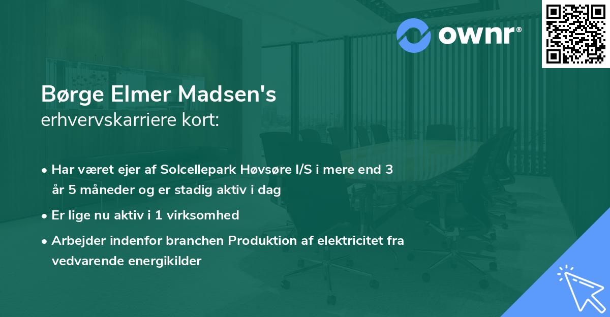 Børge Elmer Madsen's erhvervskarriere kort