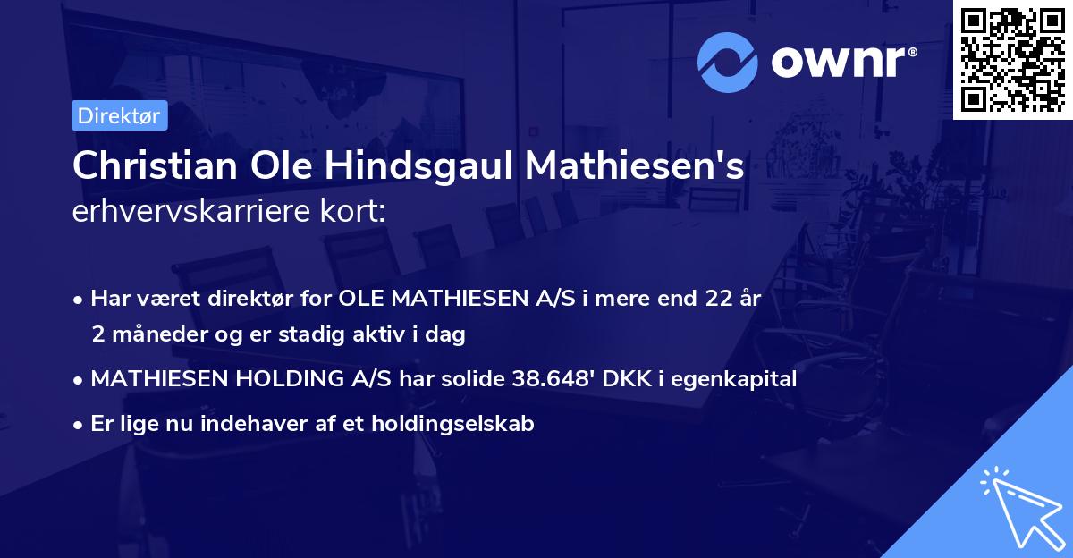 Christian Ole Hindsgaul Mathiesen's erhvervskarriere kort