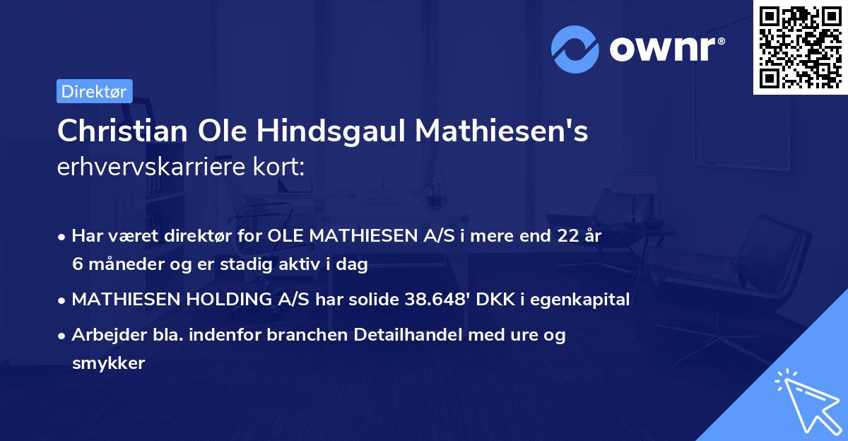 Christian Ole Hindsgaul Mathiesen's erhvervskarriere kort