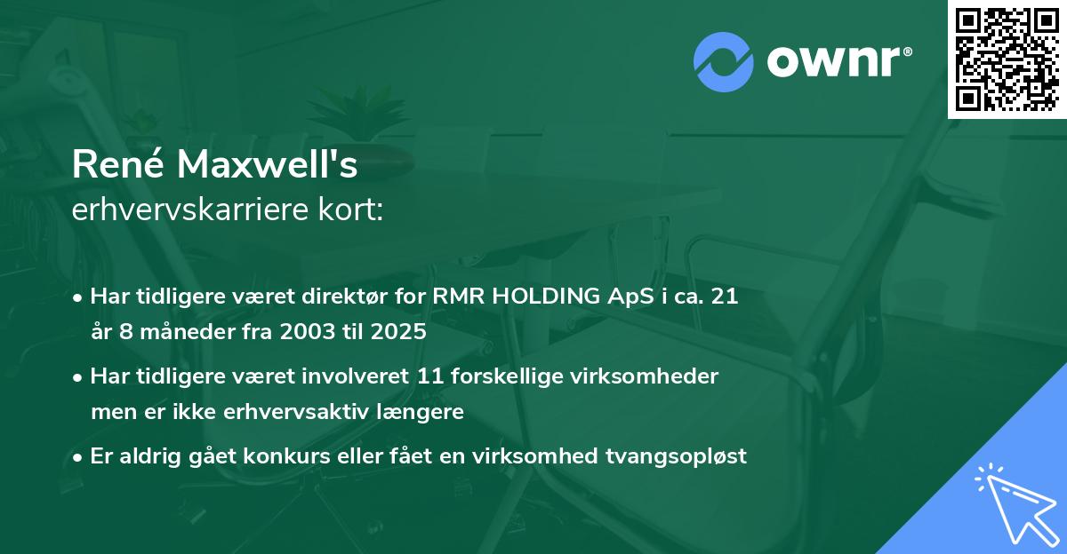 René Maxwell's erhvervskarriere kort