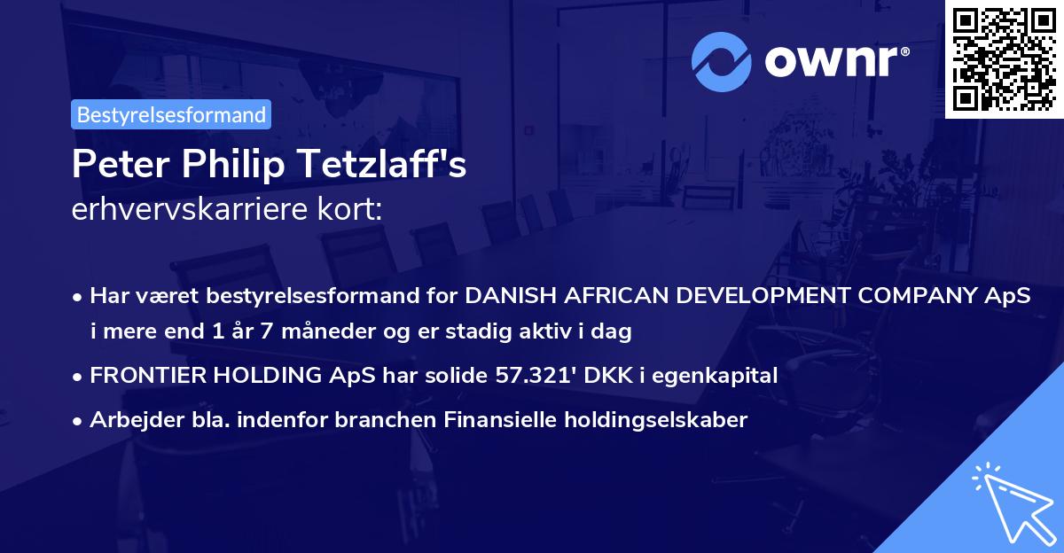 Peter Philip Tetzlaff's erhvervskarriere kort