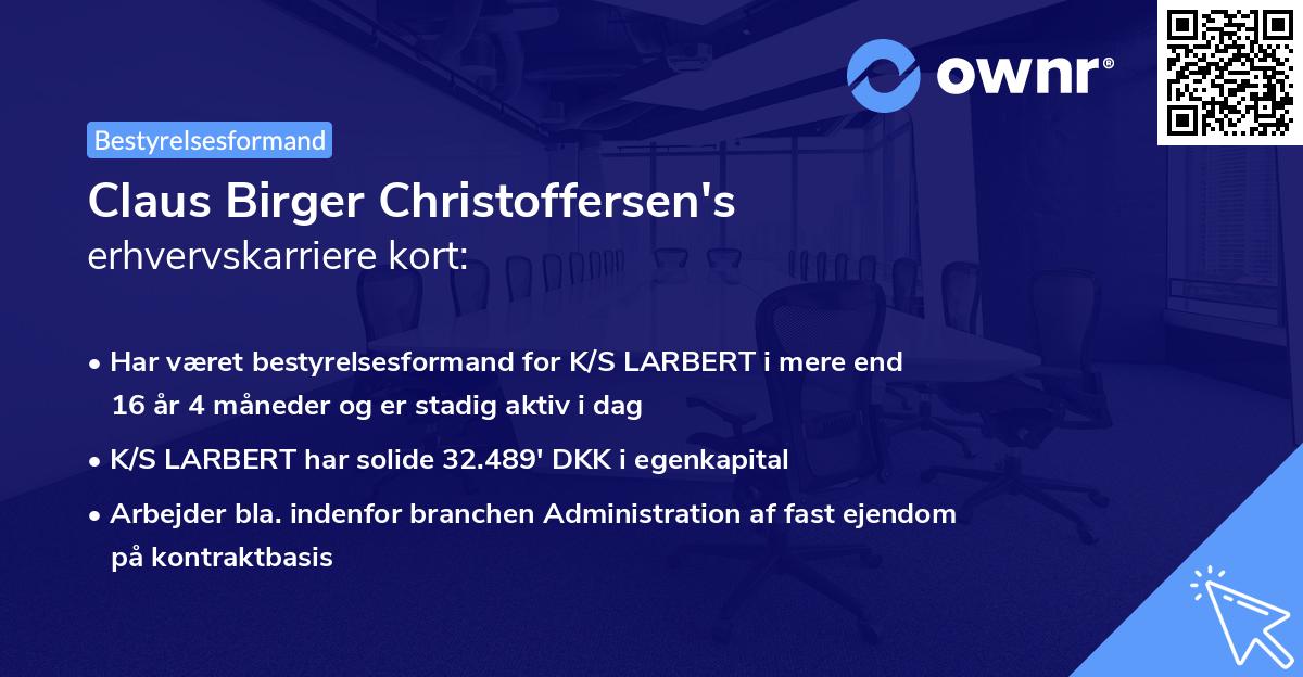 Claus Birger Christoffersen's erhvervskarriere kort