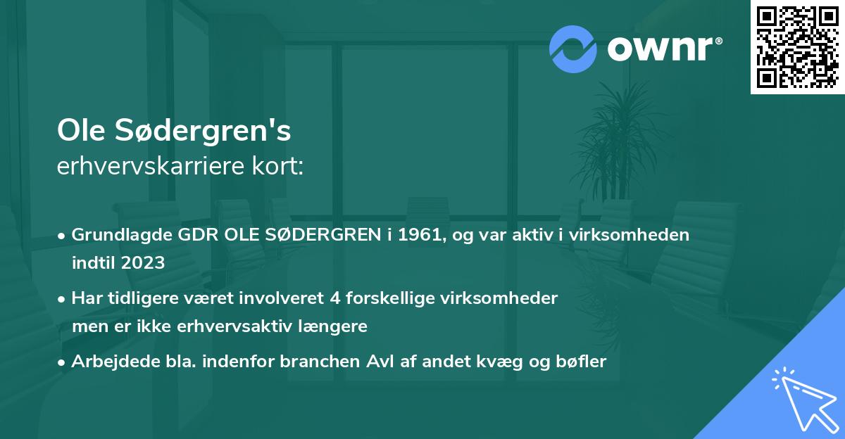 Ole Sødergren's erhvervskarriere kort