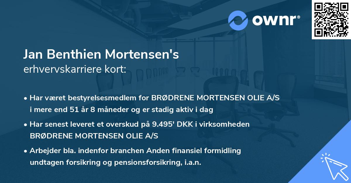 Jan Benthien Mortensen's erhvervskarriere kort