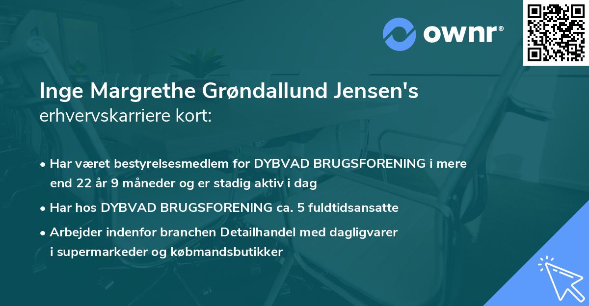 Inge Margrethe Grøndallund Jensen's erhvervskarriere kort