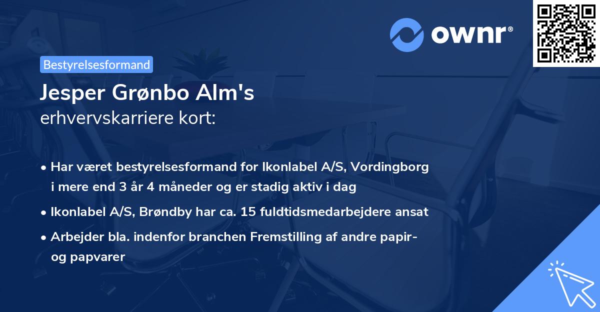 Jesper Grønbo Alm's erhvervskarriere kort