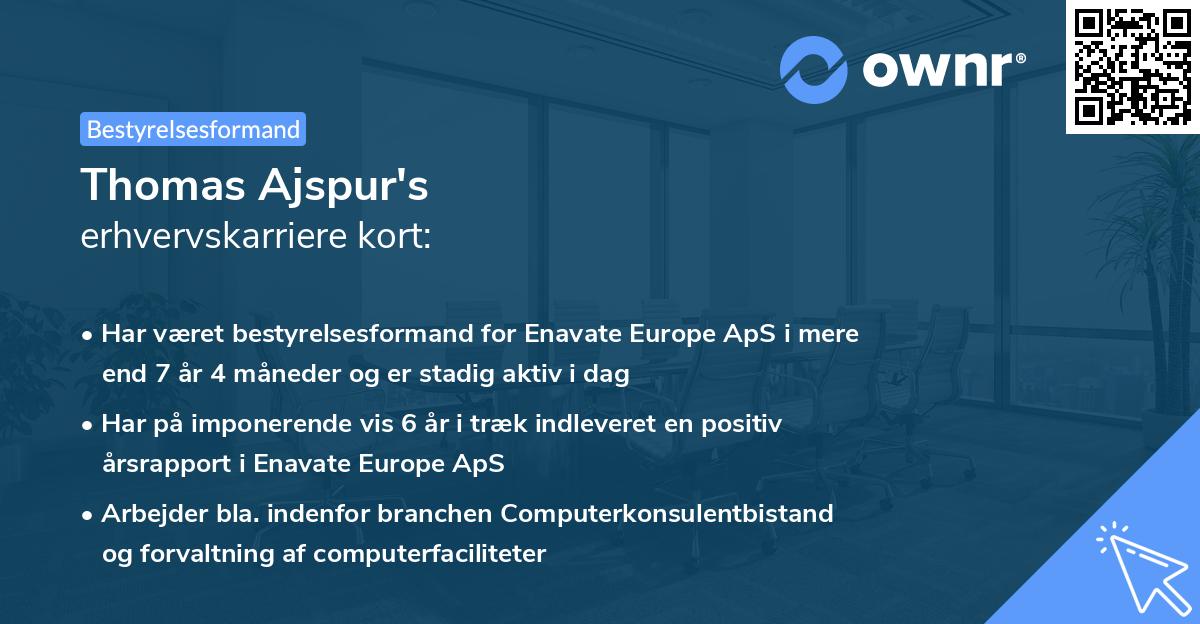 Thomas Ajspur's erhvervskarriere kort