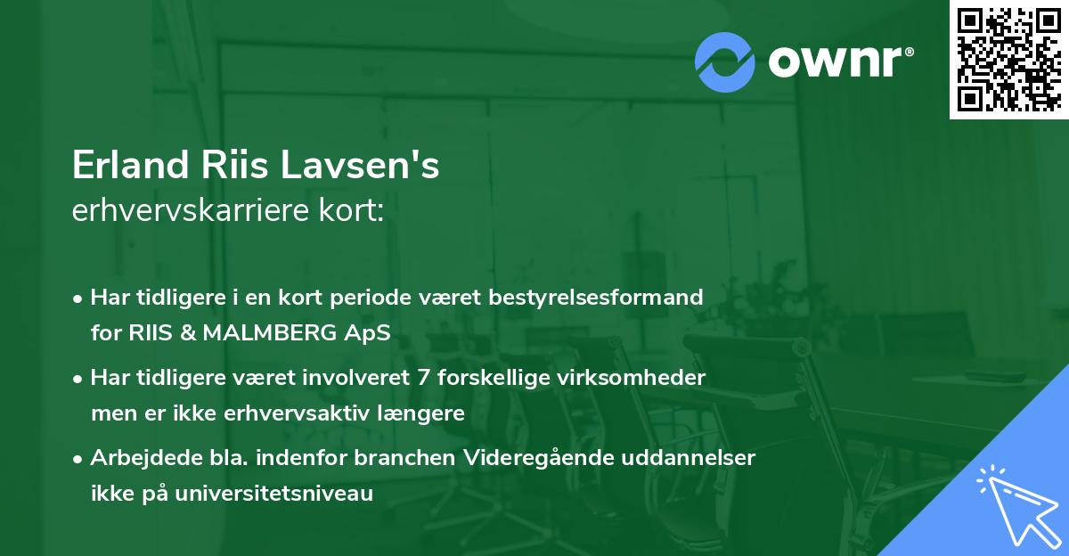 Erland Riis Lavsen's erhvervskarriere kort