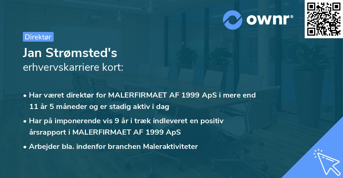 Jan Strømsted's erhvervskarriere kort