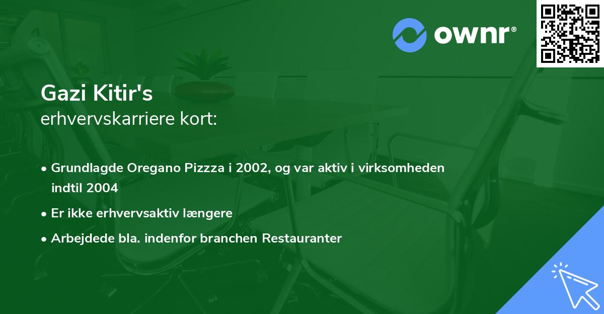 Gazi Kitir's erhvervskarriere kort
