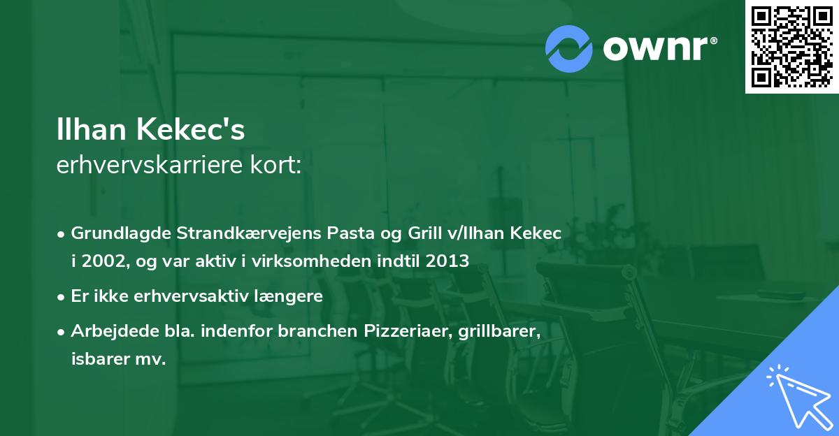 Ilhan Kekec's erhvervskarriere kort