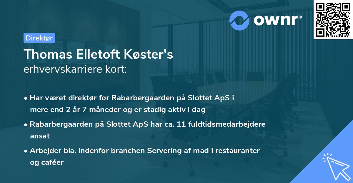 Thomas Elletoft Køster's erhvervskarriere kort