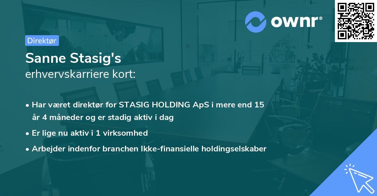 Sanne Stasig's erhvervskarriere kort