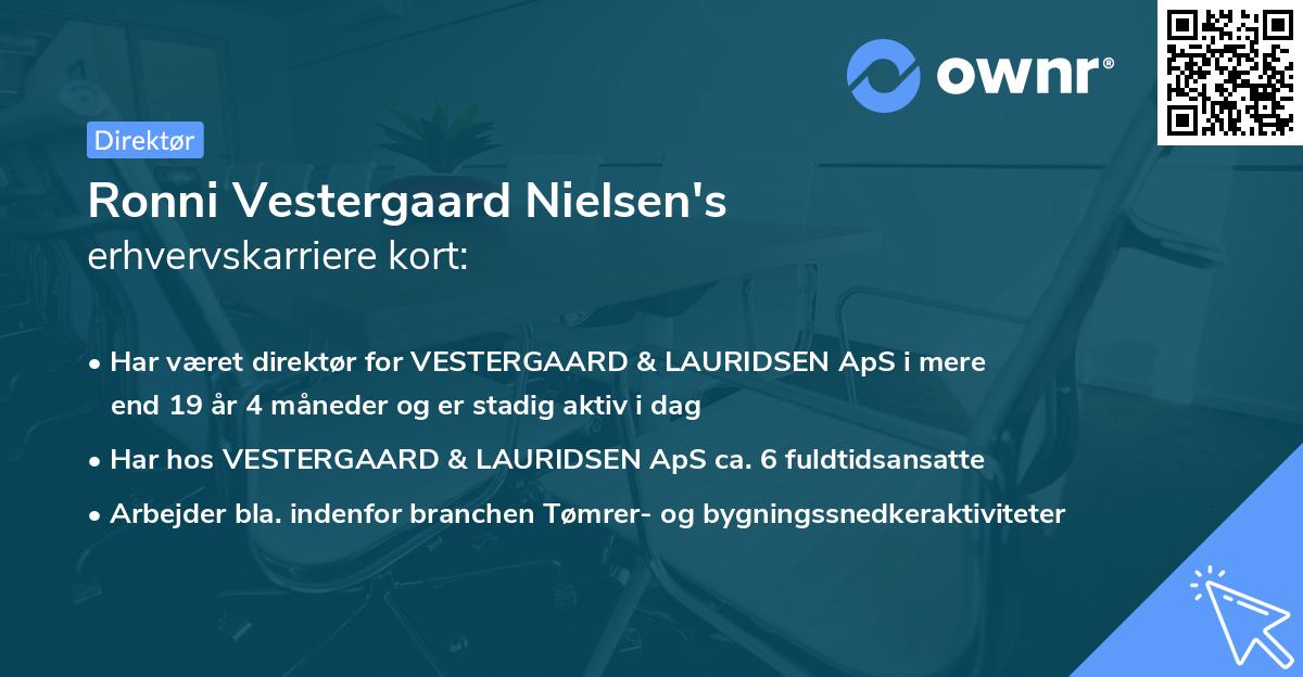 Ronni Vestergaard Nielsen's erhvervskarriere kort