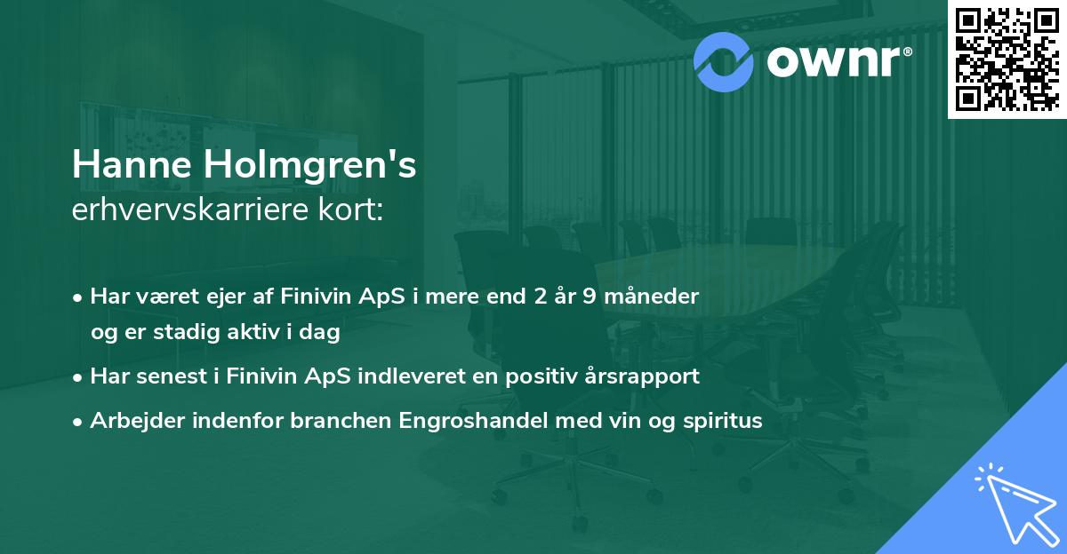 Hanne Holmgren's erhvervskarriere kort