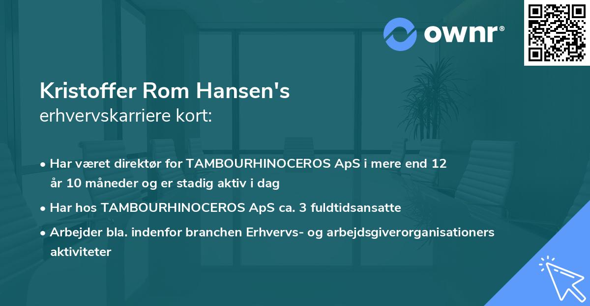 Kristoffer Rom Hansen's erhvervskarriere kort