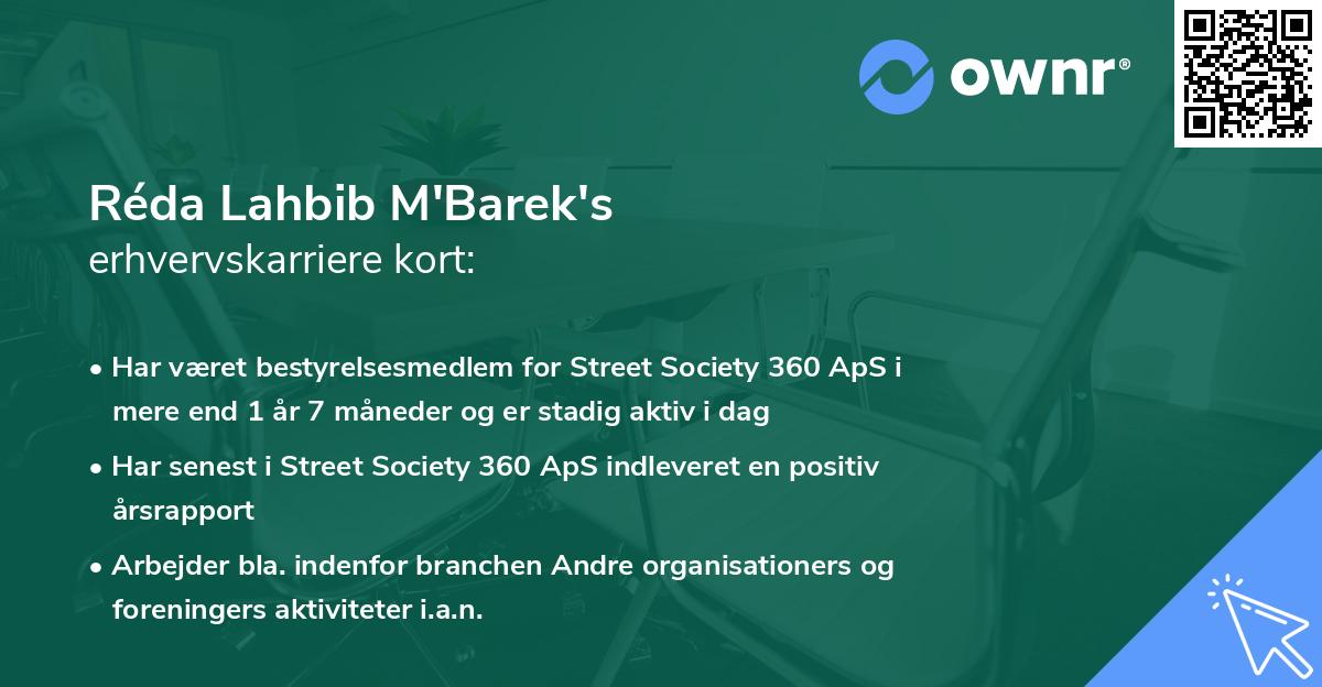 Réda Lahbib M'Barek's erhvervskarriere kort