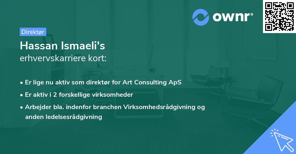 Hassan Ismaeli's erhvervskarriere kort