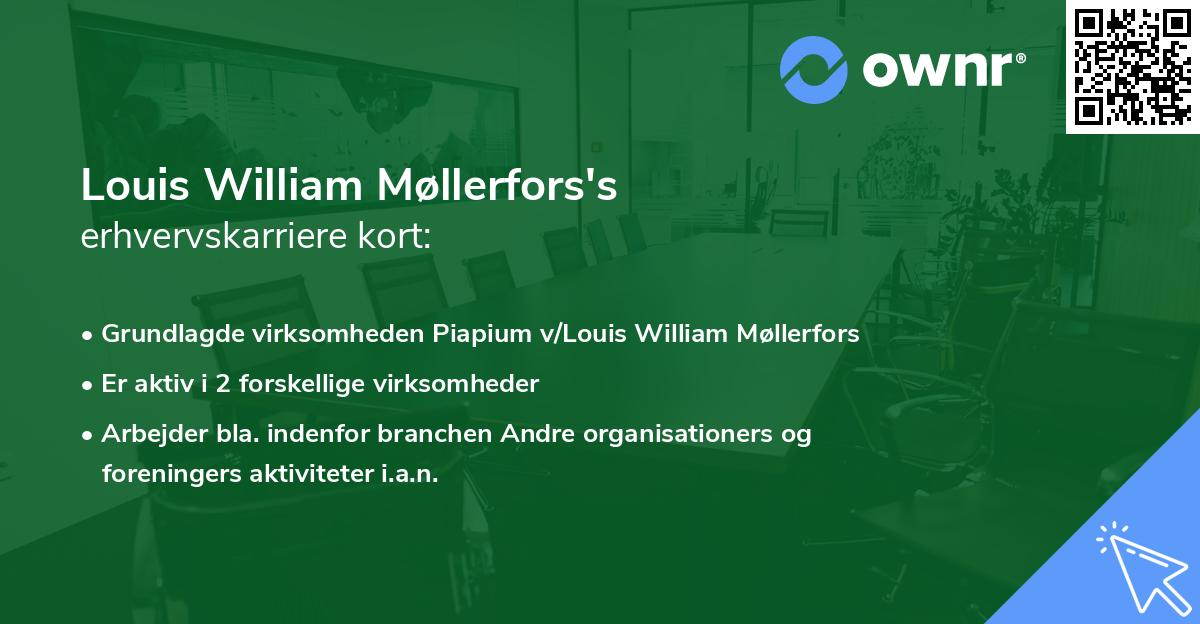 Louis William Møllerfors's erhvervskarriere kort