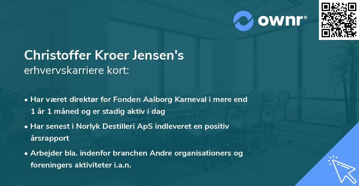 Christoffer Kroer Jensen's erhvervskarriere kort