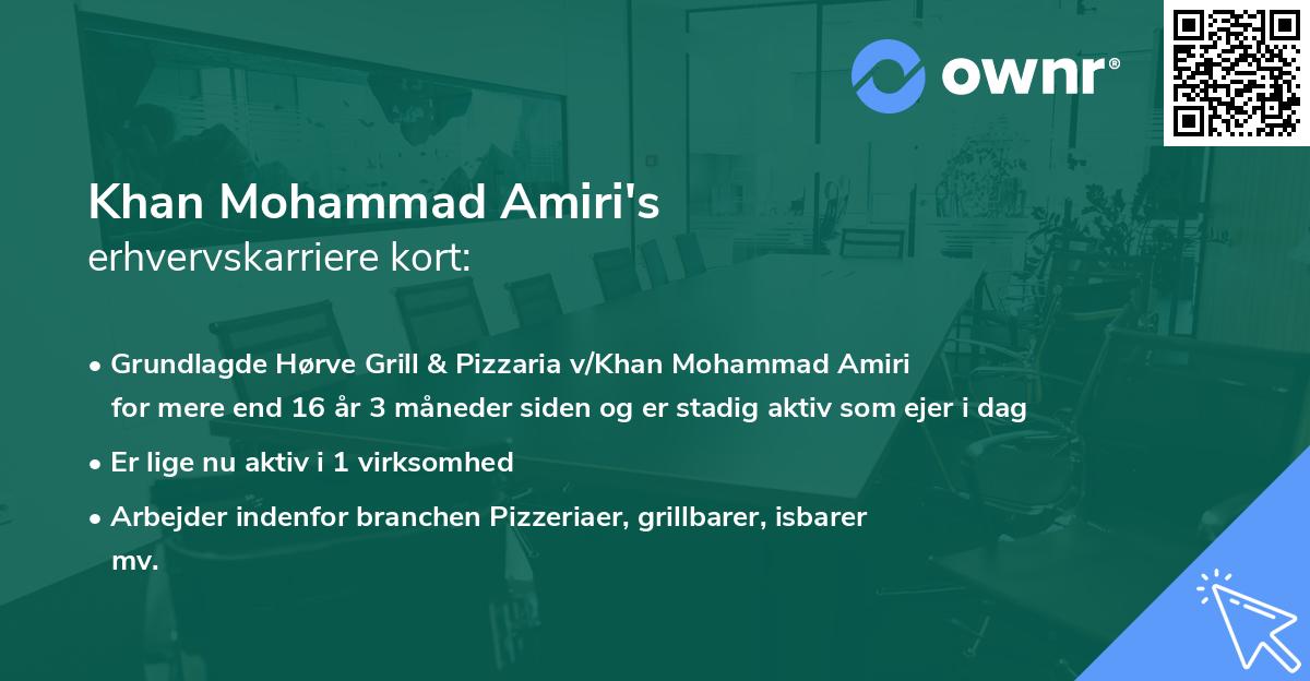 Khan Mohammad Amiri's erhvervskarriere kort