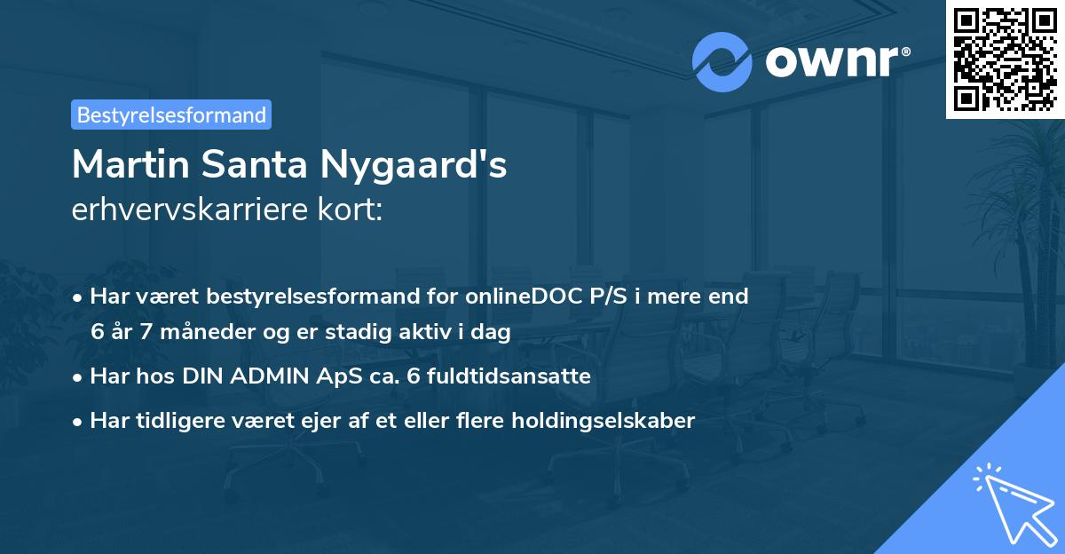 Martin Santa Nygaard's erhvervskarriere kort