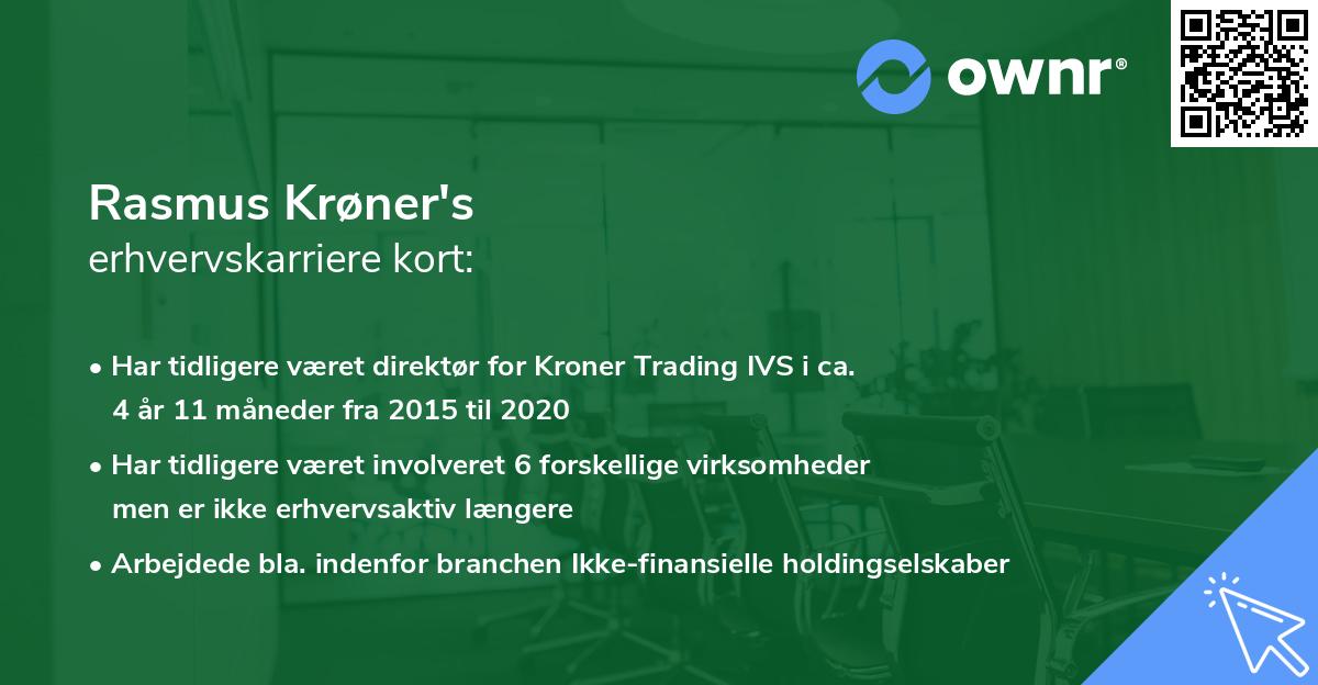 Rasmus Krøner's erhvervskarriere kort