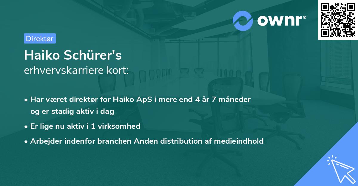 Haiko Schürer's erhvervskarriere kort
