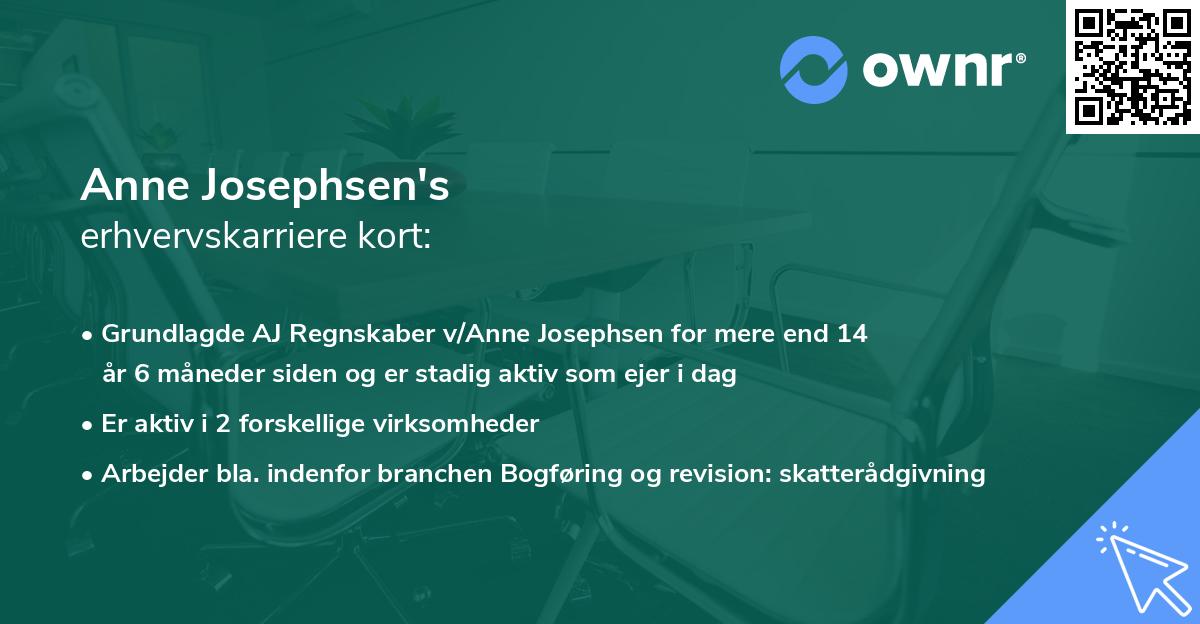 Anne Josephsen's erhvervskarriere kort