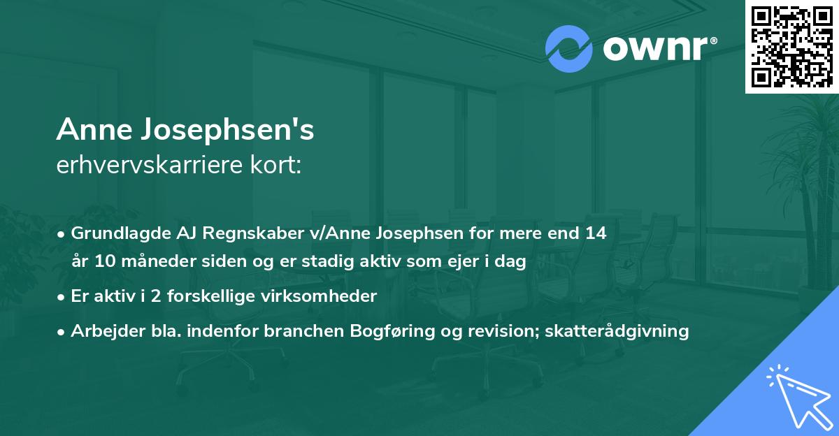 Anne Josephsen's erhvervskarriere kort