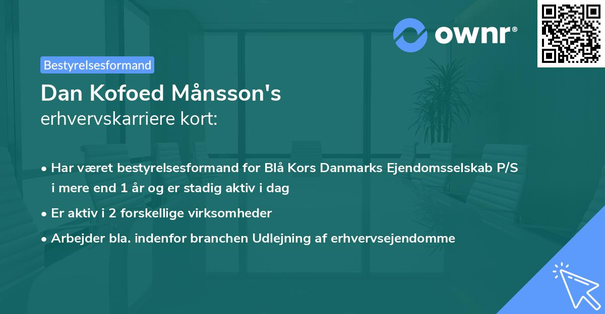 Dan Kofoed Månsson's erhvervskarriere kort