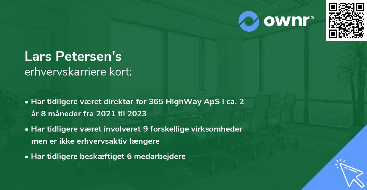 Lars Petersen's erhvervskarriere kort
