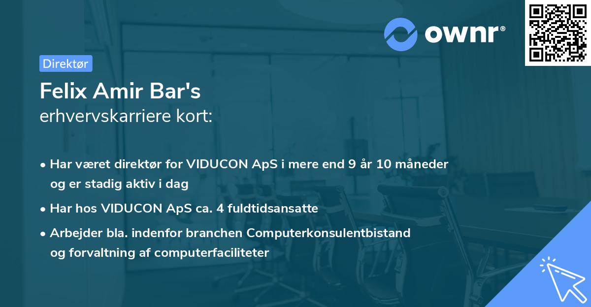 Felix Amir Bar's erhvervskarriere kort